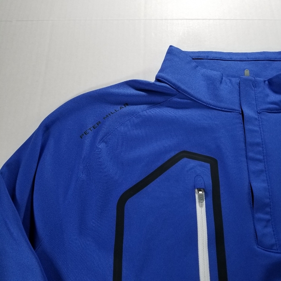 Peter Millar Verge Performance Size Medium Blue  Quarter-Zip Sweatshirt Men - Picture 4 of 8